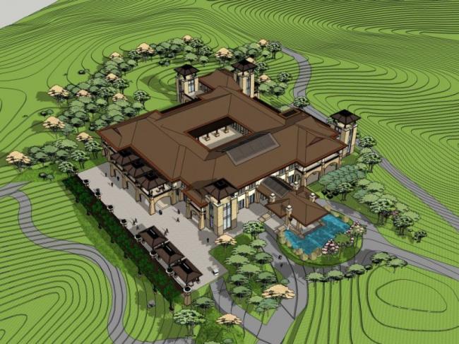 Sketchup商业模型|会所，东南亚风格