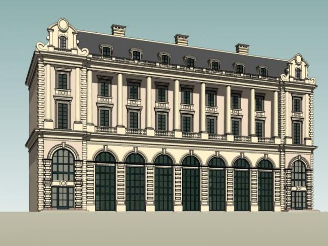 Sketchup商业模型|多层会所，古典风格