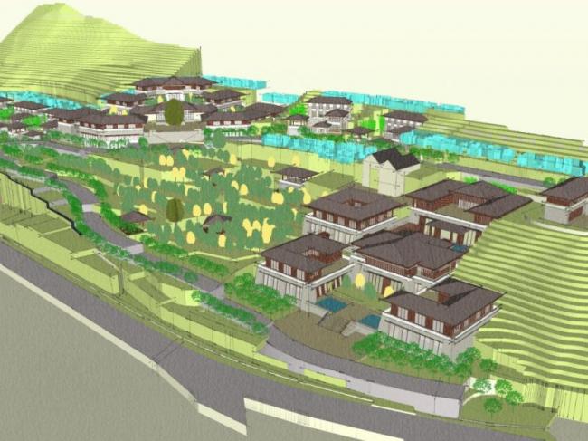 Sketchup酒店模型|度假山庄，中式风格