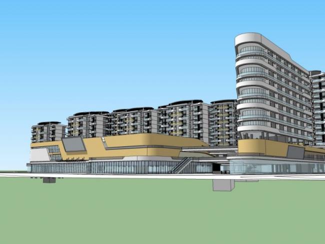 Sketchup综合体模型|多高层商住综合体，现代风格