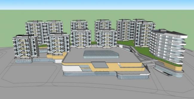 Sketchup综合体模型|多高层商住综合体，现代风格