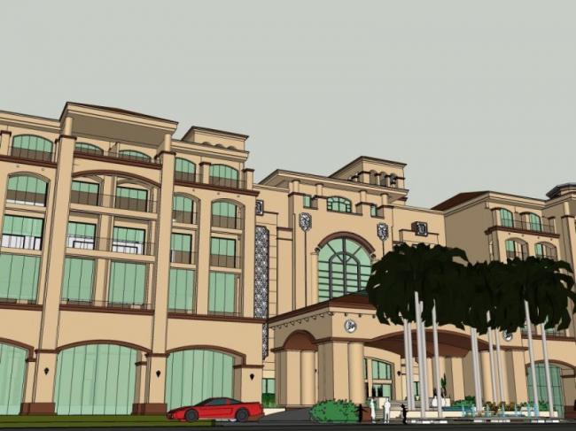Sketchup酒店模型|多层酒店，西班牙风格
