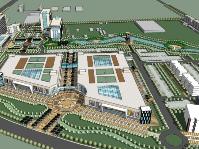 Sketchup综合体模型|多高层城市综合体，现代风格