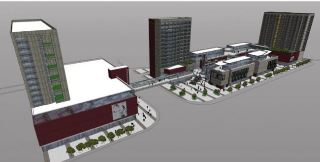 Sketchup综合体模型|多高层商业综合体，现代风格