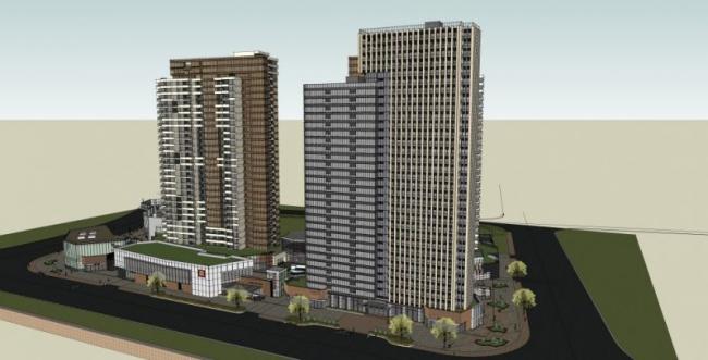 Sketchup综合体模型|超高层商业综合体，现代风格