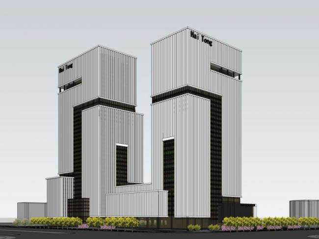 Sketchup办公模型|超高层办公楼，现代风格