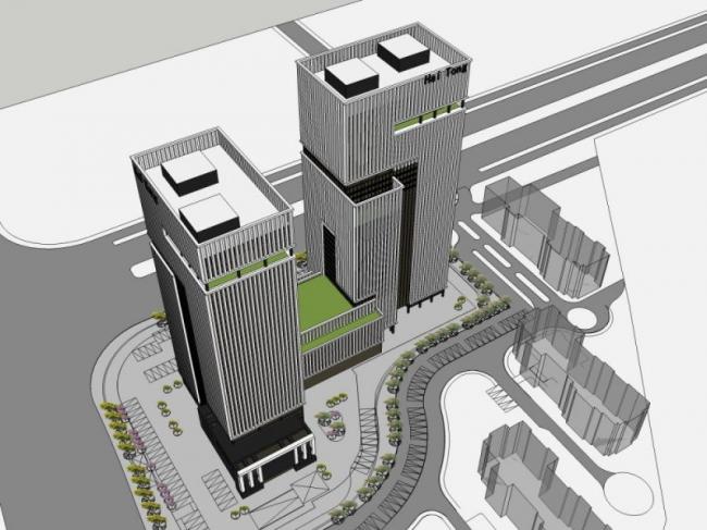 Sketchup办公模型|超高层办公楼，现代风格
