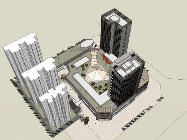 Sketchup综合体模型|超高层商业综合体，现代风格