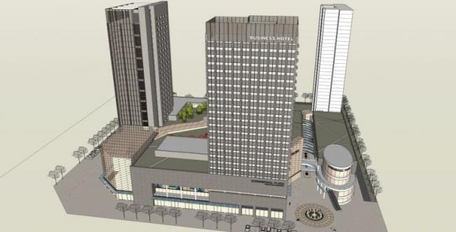 Sketchup综合体模型|超高层商业综合体，现代风格