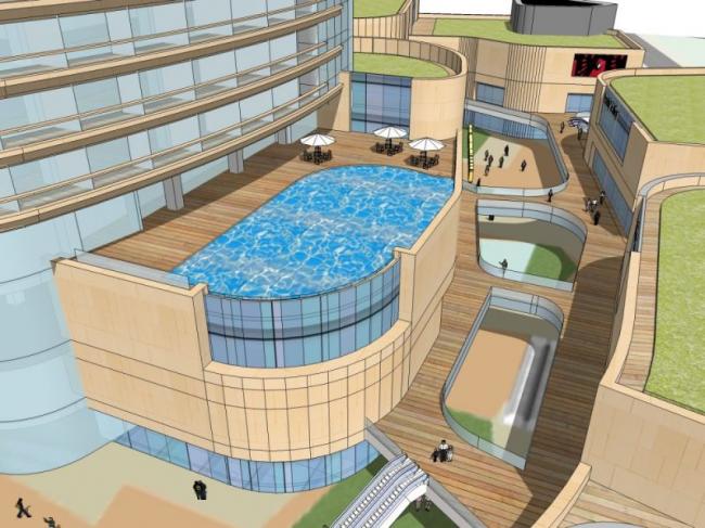 Sketchup综合体模型|多高层商业综合体，酒店，现代风格