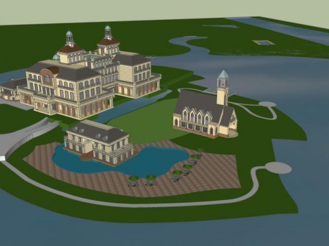 Sketchup酒店模型|多层度假酒店，古典风格