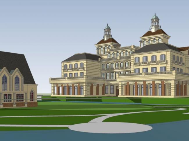 Sketchup酒店模型|多层度假酒店，古典风格