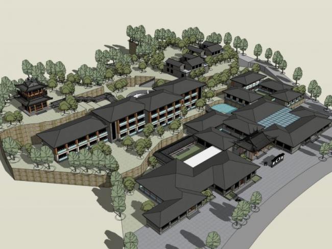 Sketchup酒店模型|度假酒店，中式风格