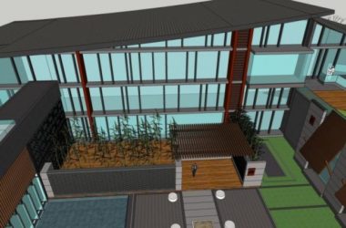 Sketchup酒店模型|多层酒店，中式风格-BIM建筑网