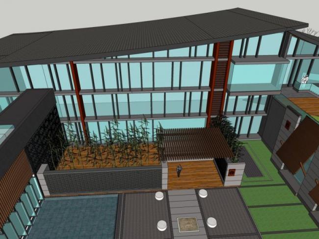 Sketchup酒店模型|多层酒店，中式风格