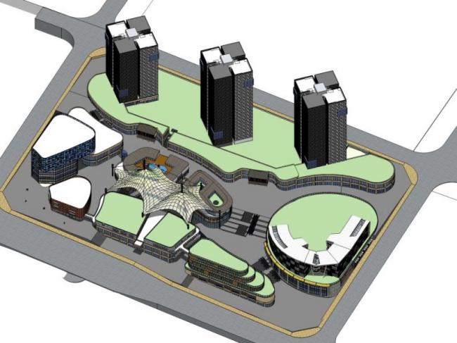 Sketchup综合体模型|多高层商业综合体，住宅，现代风格