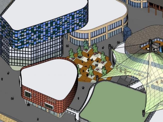 Sketchup综合体模型|多高层商业综合体，住宅，现代风格