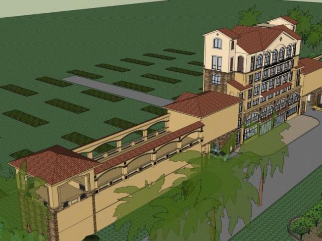 Sketchup酒店模型|多层酒店，古典风格