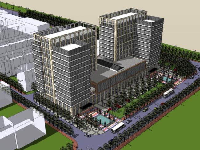 Sketchup办公模型|多高层办公楼，现代风格