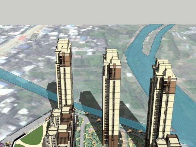 Sketchup综合体模型|多高层城市综合体，住宅，底层商业，古典风格