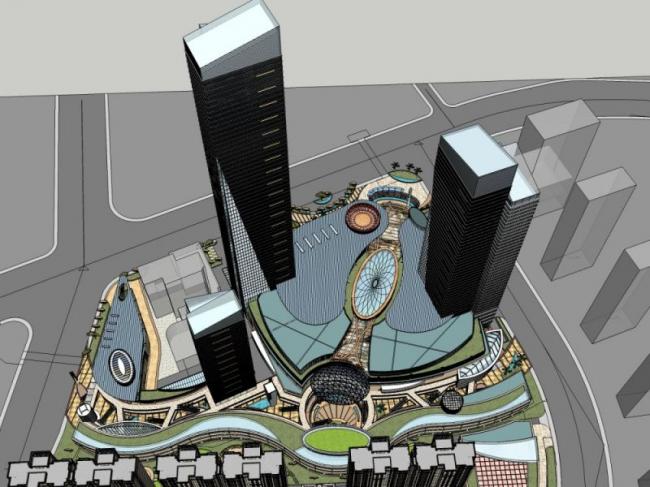Sketchup综合体模型|超高层商业综合体，办公，酒店，住宅，现代风格