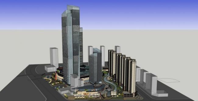 Sketchup综合体模型|超高层商业综合体，办公，酒店，住宅，现代风格