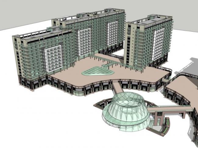 Sketchup综合体模型|多高层商业综合体，住宅，现代风格