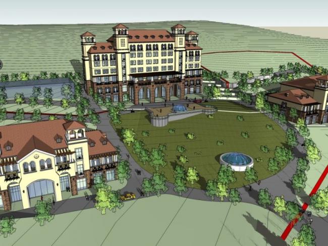 Sketchup酒店模型|多层酒店，地中海风格，古典风格