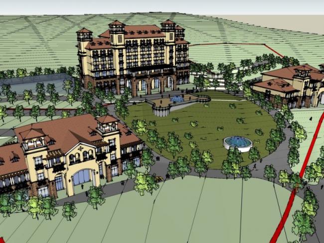 Sketchup酒店模型|多层酒店，地中海风格，古典风格