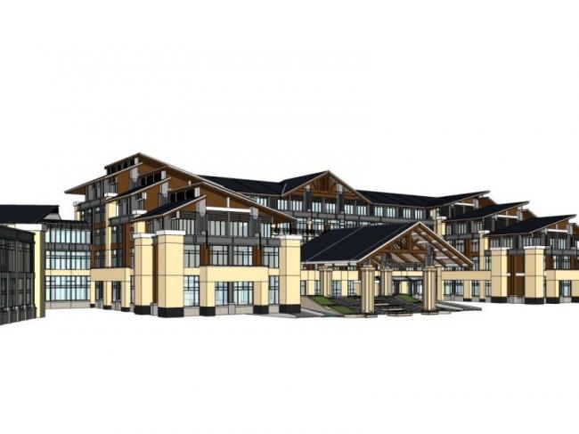 Sketchup酒店模型|多层酒店，中式风格