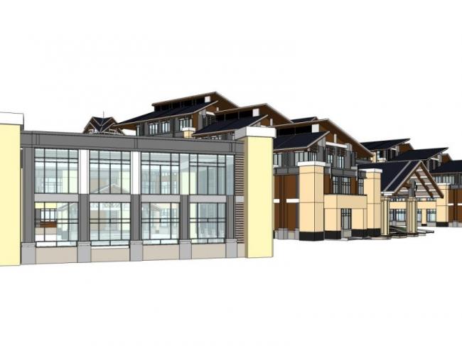 Sketchup酒店模型|多层酒店，中式风格