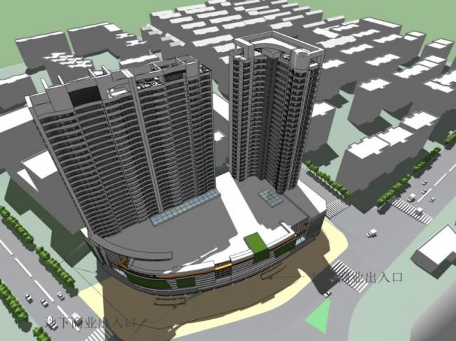 Sketchup综合体模型|超高层商业综合体，住宅，现代风格