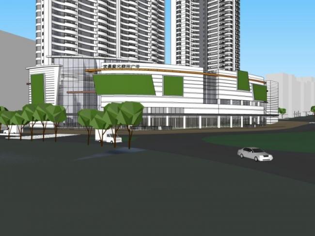 Sketchup综合体模型|超高层商业综合体，住宅，现代风格