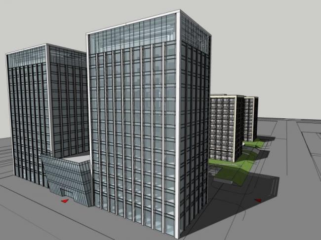 Sketchup办公模型|高层办公楼，现代风格