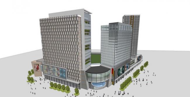 Sketchup综合体模型|多高层综合体，办公，住宅，现代风格