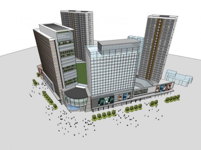 Sketchup综合体模型|多高层综合体，办公，住宅，现代风格