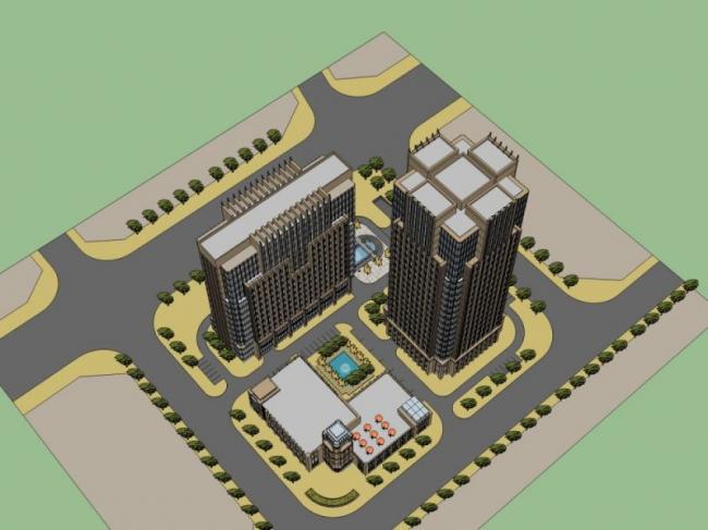 Sketchup酒店模型|高层酒店，现代风格
