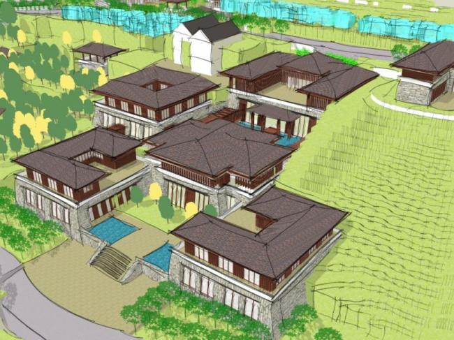 Sketchup酒店模型|多层酒店，中式风格