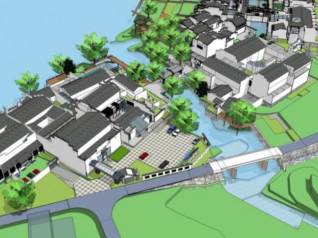 Sketchup酒店模型|度假酒店，中式风格