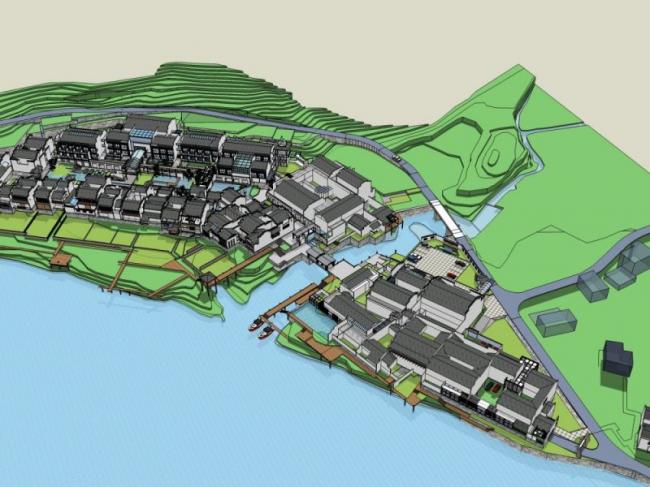 Sketchup酒店模型|度假酒店，中式风格