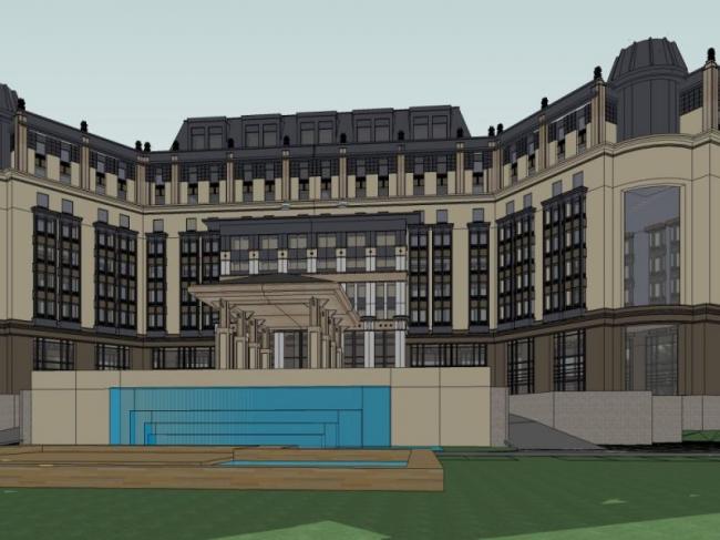 Sketchup酒店模型|多层酒店，现代风格