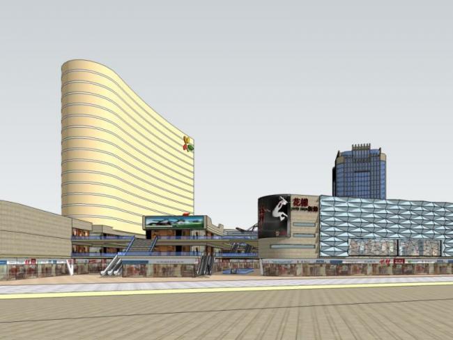 Sketchup综合体模型|多高层商业综合体，酒店，办公，现代风格