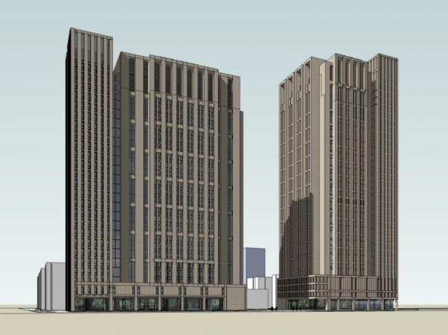 Sketchup办公模型|高层办公楼，现代风格