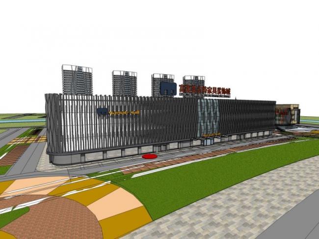 Sketchup综合体模型|多高层商业综合体，住宅，现代风格