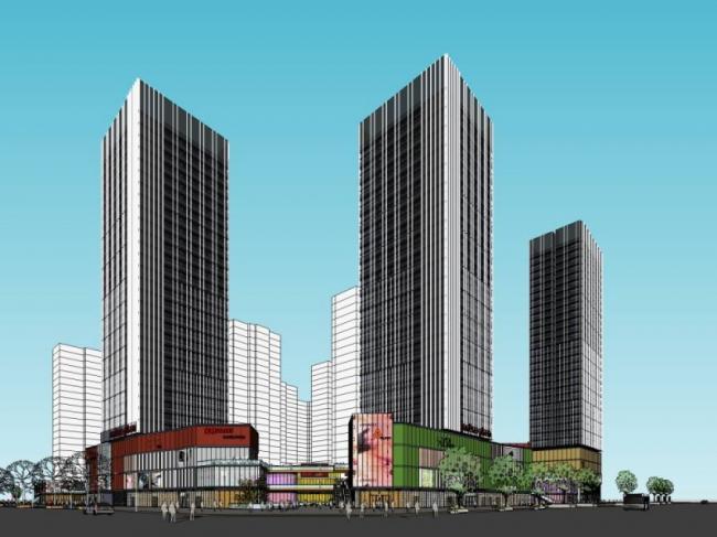 Sketchup综合体模型|超高层商业综合体，住宅，现代风格