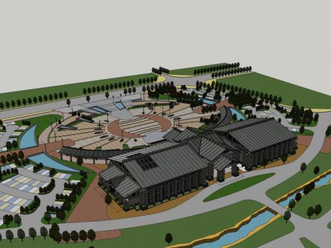 Sketchup酒店模型|温泉酒店，现代中式风格