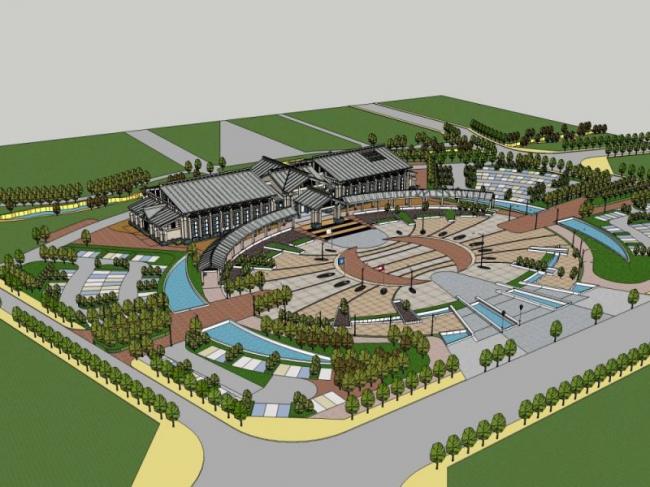 Sketchup酒店模型|温泉酒店，现代中式风格