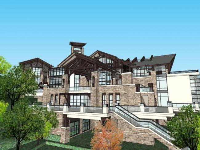 Sketchup酒店模型|多层酒店，中式风格