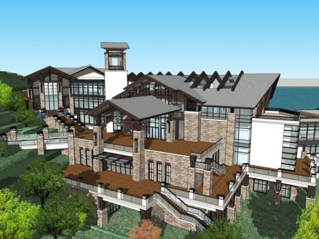 Sketchup酒店模型|多层酒店，中式风格