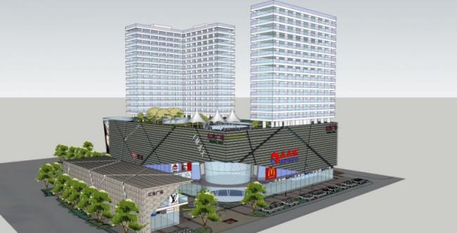 Sketchup综合体模型|多高层商业综合体，住宅，现代风格